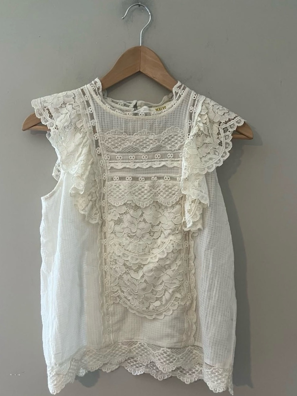 Anthropologie x Maeve Victoria Blouse white lace sleeveless - Picture 5 of 7